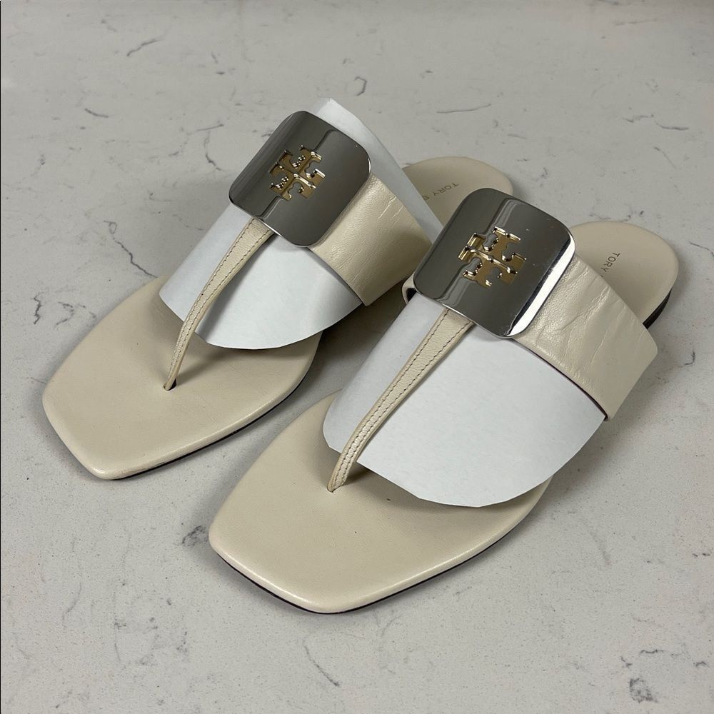 Tory Burch Georgia Thong Sandal (Women) Light Cream Size 8 Flip Flop